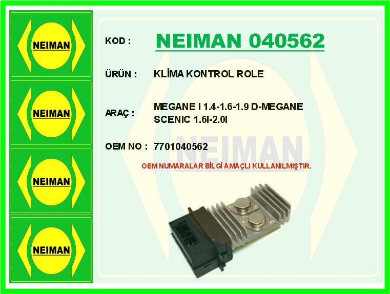 KLİMA KONTROL ROLE MEGANE I 1.4-1.6-1.9 D-MEGANE S...