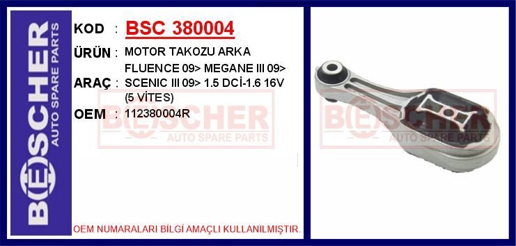 MOTOR TAKOZU ARKA FLUENCE 09> MEGANE III 09>...