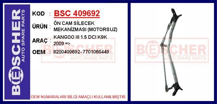 ÖN CAM SİLECEK MEKANİZMASI (MOTORSUZ) KANGOO III 1...