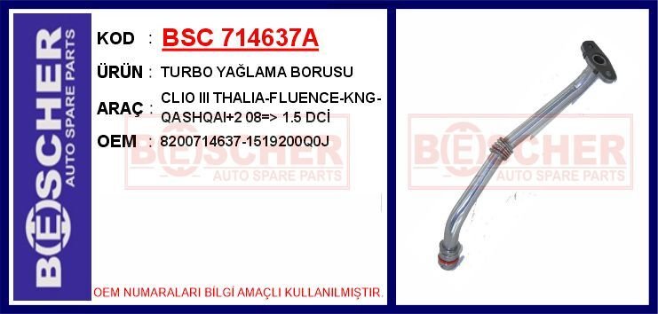 TURBO YAĞLAMA BORUSU CLIO III THALIA-FLUENCE-KNG-Q...