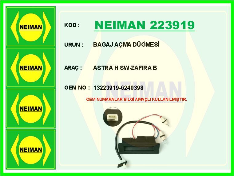 BAGAJ AÇMA DÜĞMESİ ASTRA H SW-ZAFIRA B