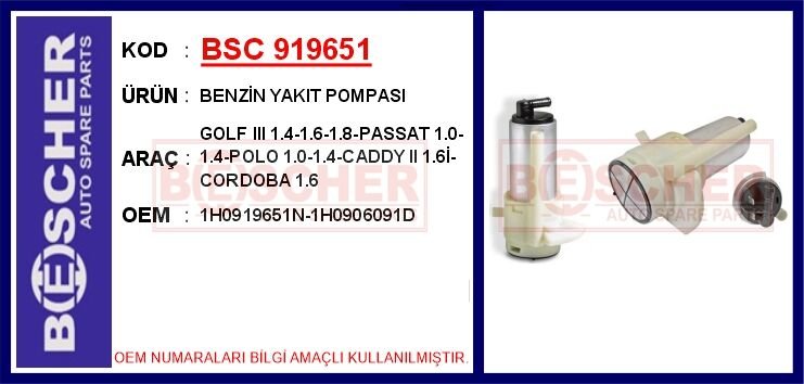 BENZİN YAKIT POMPASI GOLF III 1.4-1.6-1.8-PASSAT 1...