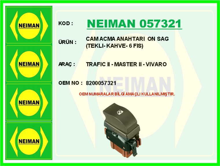 CAM ACMA ANAHTARI ON SAG ( TEKLI- KAHVE- 6 FIS ) T...