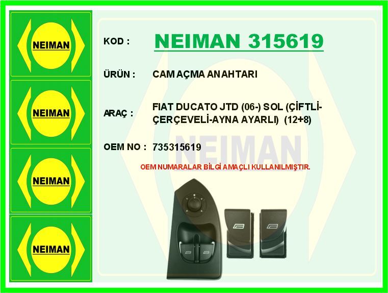 CAM AÇMA ANAHTARI FIAT DUCATO JTD (06-) SOL (ÇİFTL...