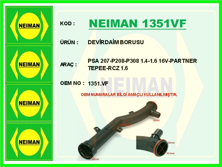 DEVİRDAİM BORUSU PSA 207-P208-P308 1.4-1.6 16V-PAR...