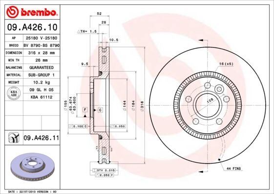 FREN DİSKİ ÖN FORD MONDEO/GALAXY-VOLVO S60/S80/V60...