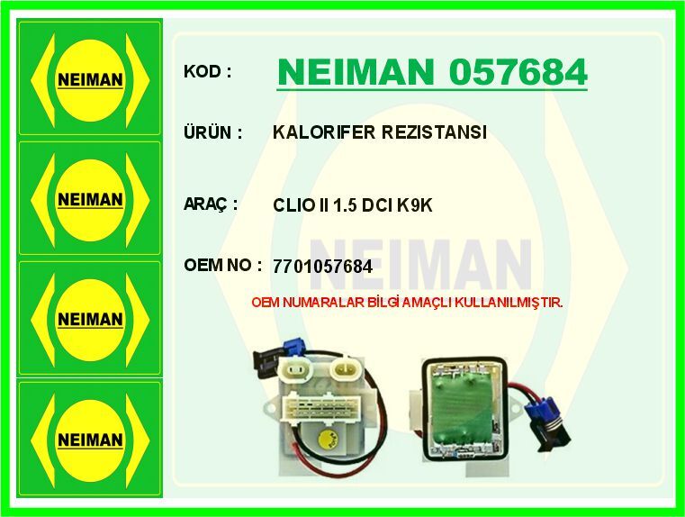 KALORIFER REZISTANSI CLIO II 1.5 DCI K9K