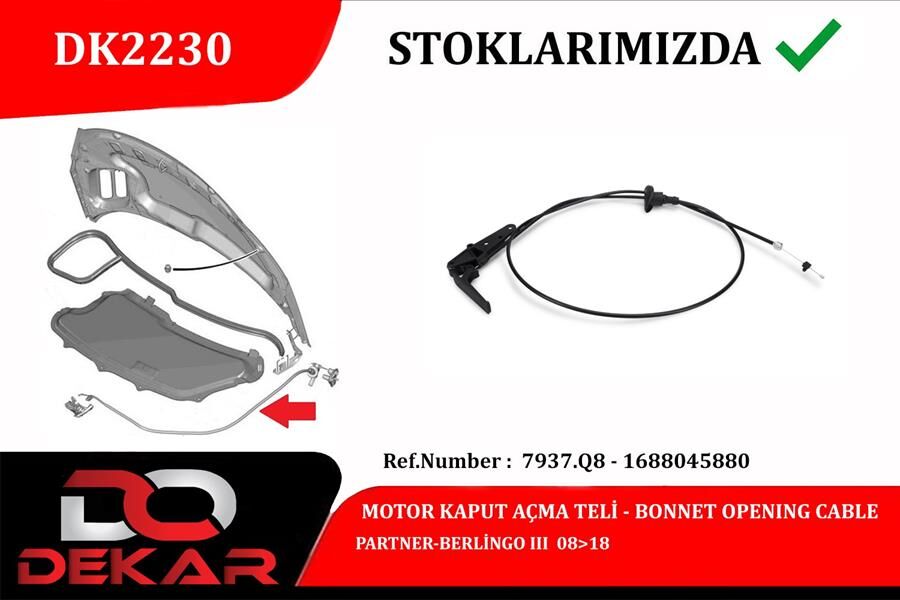 MOTOR KAPUT AÇMA TELİ PARTNER-BERLİNGO III 08>1...