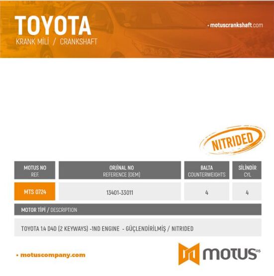 KRANK MİLİ 1.4 D4D (2 KEYWAYS) -1ND ENGINE-GÜÇLEND...