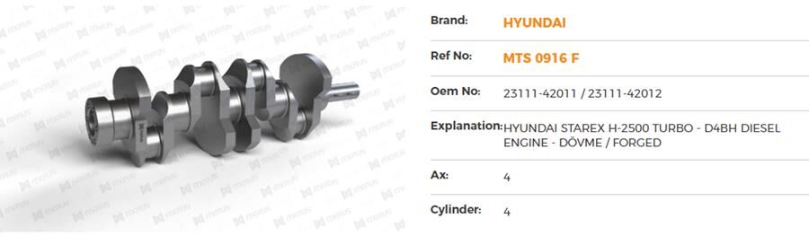 KRANK MİLİ BONGO TCI 2500 TURBO D4BH ENGINE-FORGED
