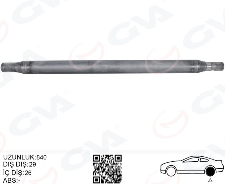 AKS MILI ARKA SOL INCE KISA 840mm MERCEDES SPRINTE...