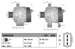 ALTERNATOR DAN2028 ALT F3A 14V 40A