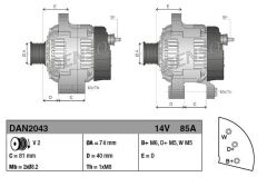 ALTERNATOR DAN2043 ALT A115 14V 85A