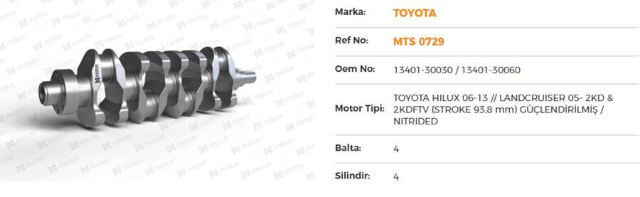 KRANK MİLİ HILUX 06-13 // LANDCRUISER 05- 2KD & 2K...