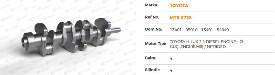 KRANK MİLİ HILUX 2.4 ENGINE-2L GÜÇLENDİRİLMİŞ-NITR...