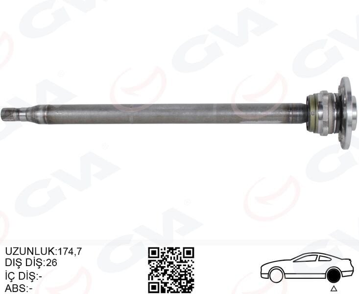 AKS MILI ARKA SOL INCE KISA 840mm MERCEDES SPRINTE...