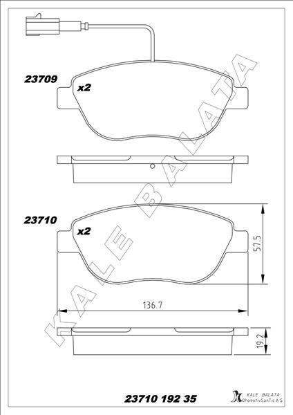 ÖN FREN BALATASI OPEL COMBO D 12> PUNTO EVO 1.3...