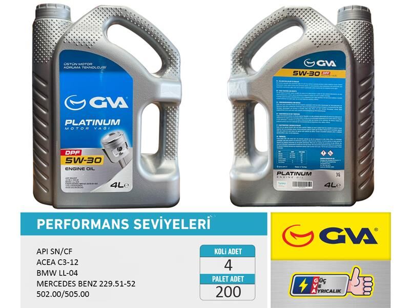 MOTOR YAĞI 5W30 4 LT PLATINUM PARTİKÜLLÜ-DPF TAM S...