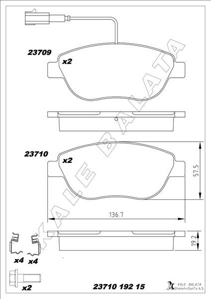 ÖN FREN BALATASI OPEL COMBO D 12> PUNTO EVO 1.3...