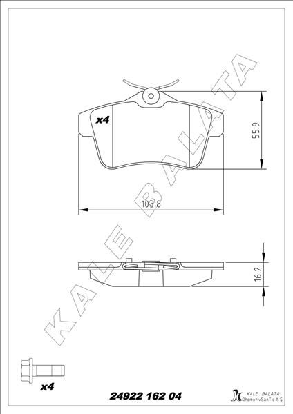 ARKA FREN BALATASI PEUGEOT P3008 09>16 P5008 09...