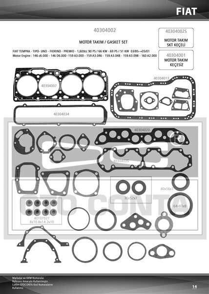 MOTOR TAKIM CONTASI SLX TİPO TMPR (304001) (KEÇELİ...