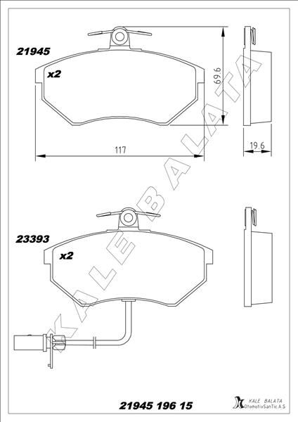ÖN BALATA FİŞLİ KÜÇÜK TİP PASSAT-A4 (97-04) (GDB13...