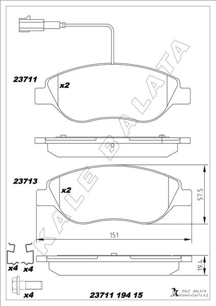 ÖN FREN BALATASI (FİŞLİ) FIAT BRAVO II 08>14 EG...